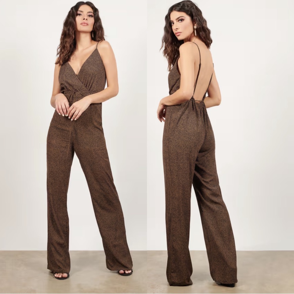 Farrow Open Back Brown Multi Jumpsuit Size Medium